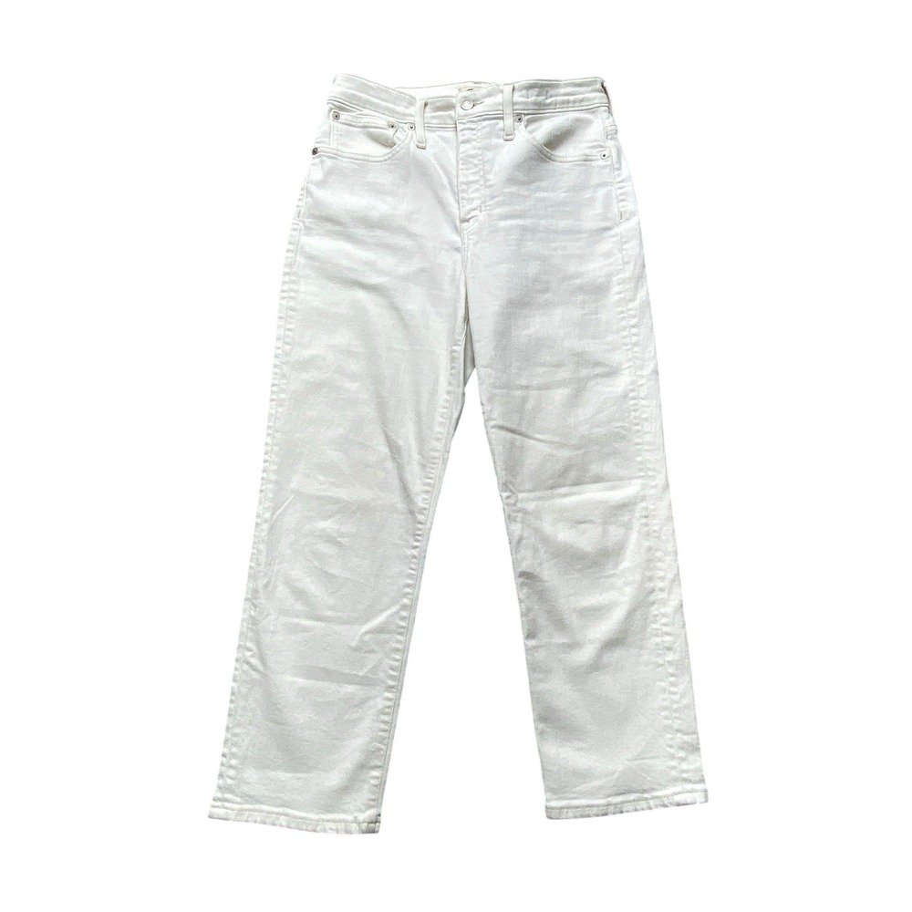 Madewell Classic Straight Jeans Womens 29x24 White High Rise 28P Petite Stretch